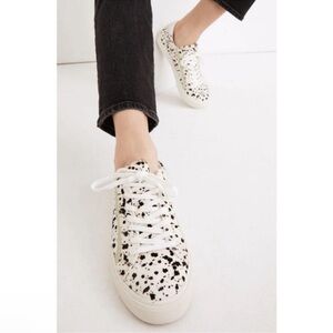 Madewell Sidewalk Spatter Painted Calf Hair Low Top Sneakers Shoes Size 7